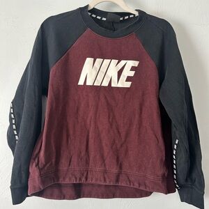 Nike Maroon and Black Color Block Crewneck